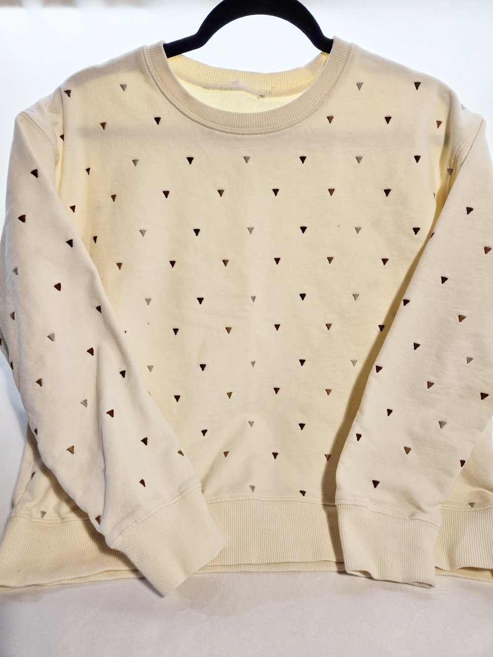 bohme Cream Sweatshirt with Tiny  Embroidered Triangles In Multiple Colors